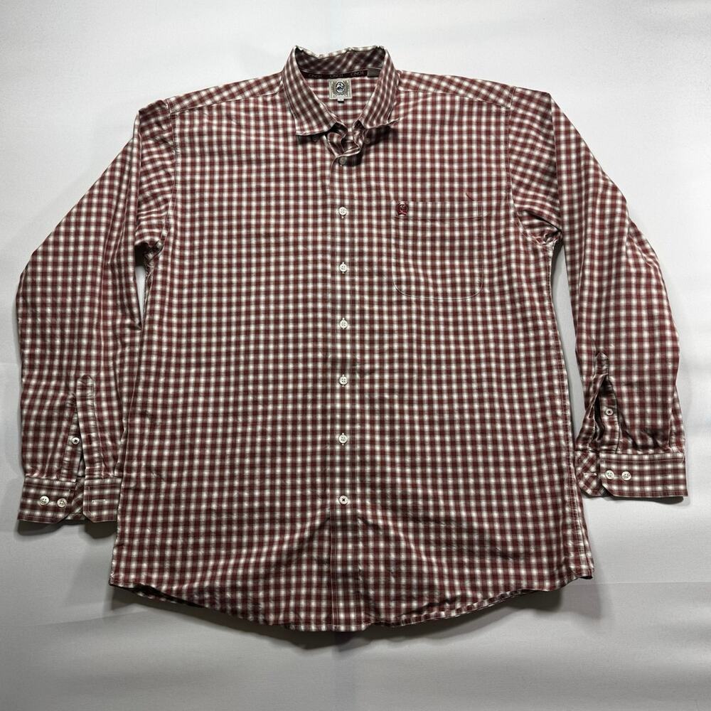 Cinch Men's Long Sleeve Red Plaid Western Button Up Shirt - Size L*